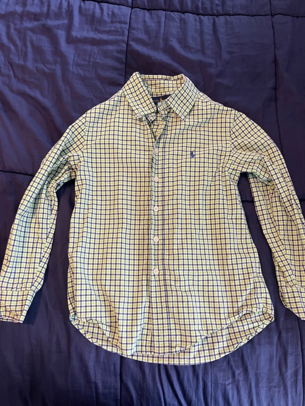Boys Ralph Lauren Yellow & Navy Plaid Button-Down Shirt